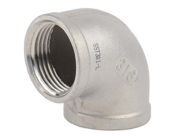 Отвод нержавеющий резьбовой AISI 316 90° 2