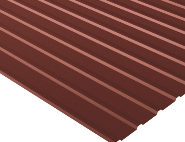Профнастил стальной стеновой односторонний волна гладкий оксид красный С10 0,7х10х899х918 мм ГОСТ 24045-94 фото