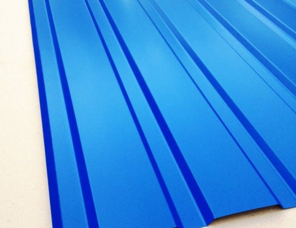 Профнастил стальной несущий двухсторонний волна матовый сигнальный синий НС10 0,6х10х1250х1000 мм ГОСТ 24045-2016 фото