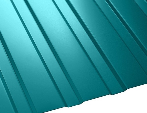 Профнастил стальной несущий односторонний волна гладкий водная синь НС10 0,6х10х1250х1000 мм ГОСТ 24045-2016 фото