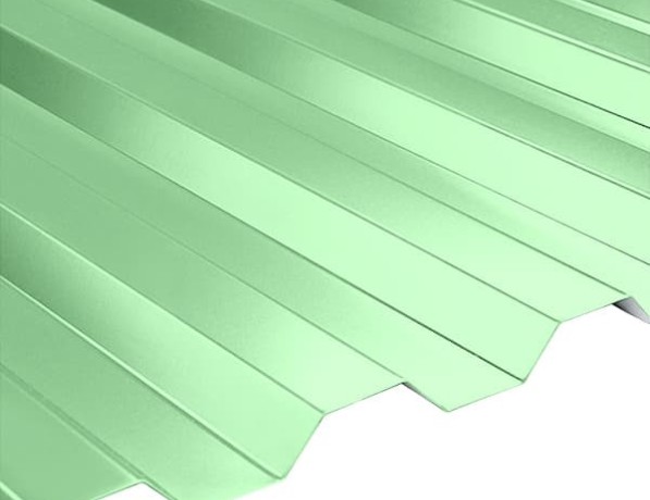 Профнастил стальной стеновой односторонний плоский гладкий бело-зеленый С9 0,4х9х1150х1200 мм ТУ 1122-079-02494680-01 фото