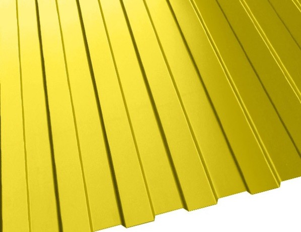 Профнастил стальной стеновой односторонний волна гладкий цинково-желтый С18 0,5х18х1150х1187 мм ТУ 1122-079-02494680-01 фото